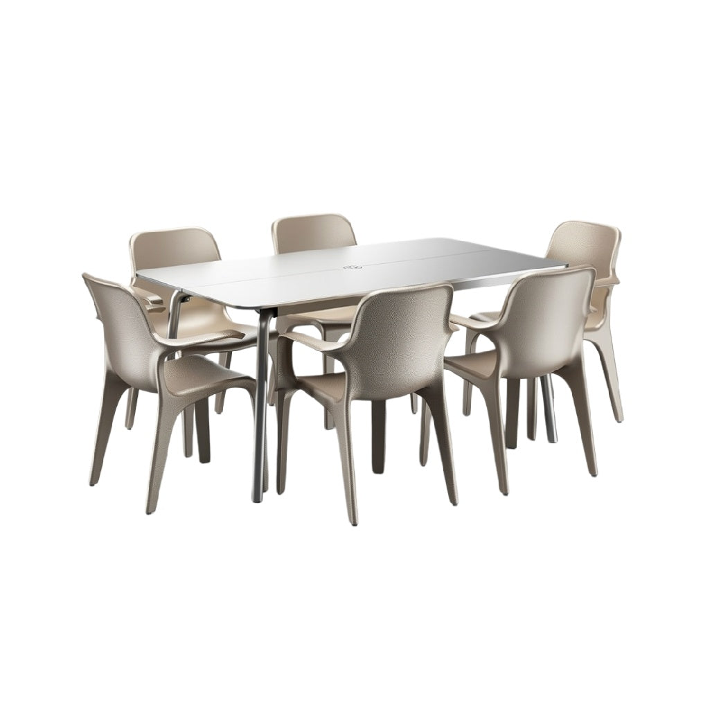 **Moderne Tafelset met Acht Stoelen van Duurzaam Materiaal**