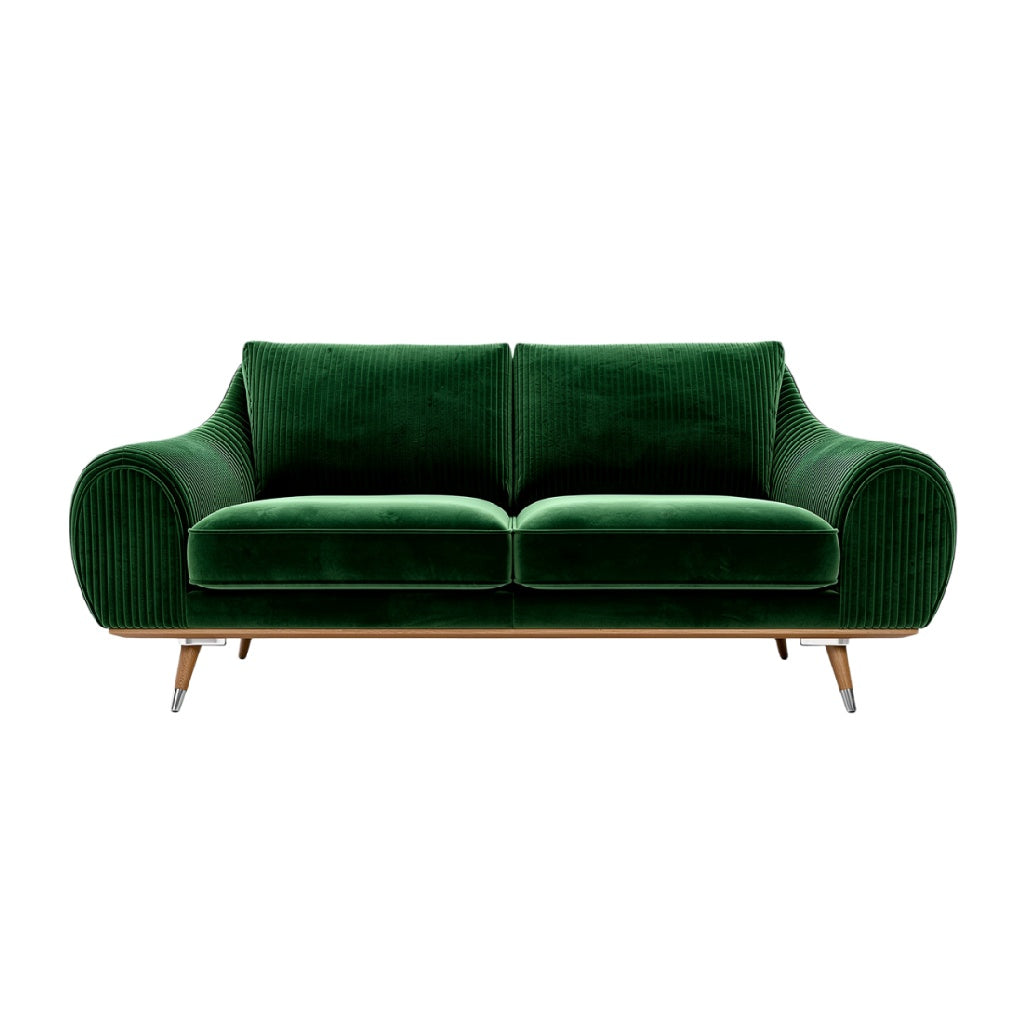 "Groene Velours Fauteuil met Houten Poten - Modern Design"