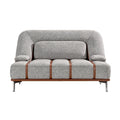 **Moderne Grijze Sofa met Leren Accenten**