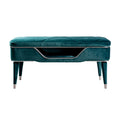 Chic Teal Velours Bank met Opbergfunctie en Slanke Metalen Poten