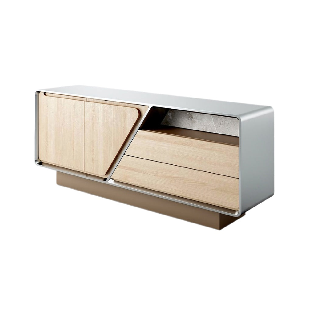 Moderne houten TV-meubel met minimalistisch ontwerp en opbergruimte
