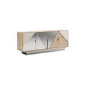 Modern Geometrische Dressoir met Spiegeldeurtjes en Houten Afwerking