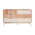 Moderne Houten Ladeblok met Minimalistisch Design en Combinatie van Texturen