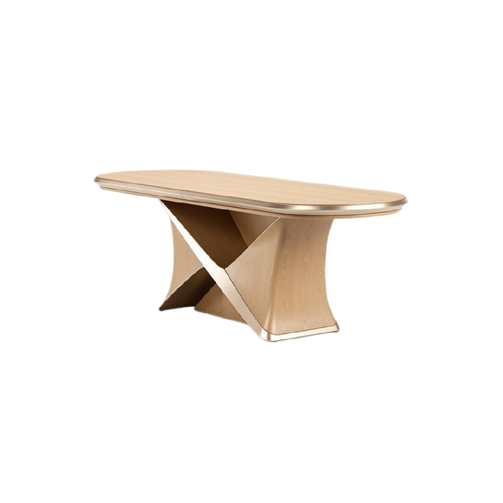 Moderne Houten Eettafel met Uniek X-Vormig Onderstel